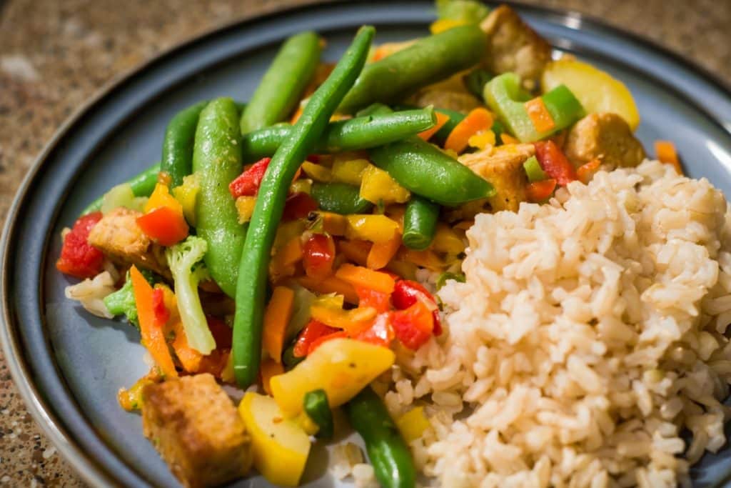  vagem legumes e frango em cubos