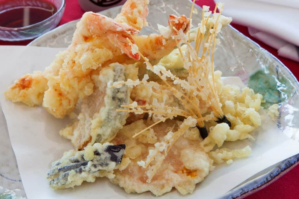 tempura de legumes com camarão