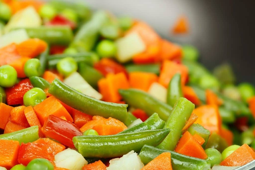 Legumes cozidos vagem tomate cenoura e palmito