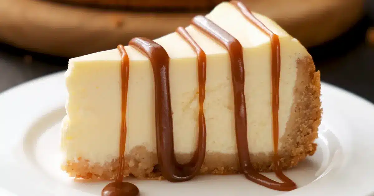 Cheesecake com calda de caramelo