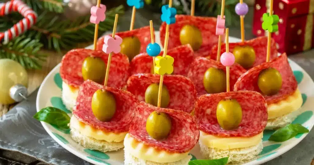 canapés queijo e salame