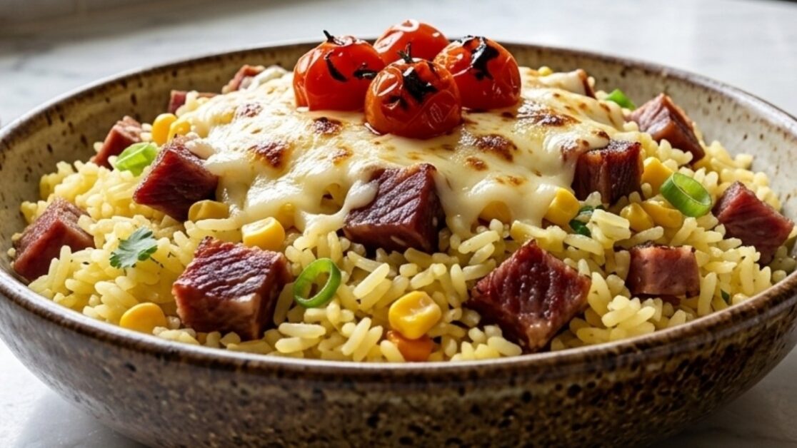 Arroz simples com carne seca